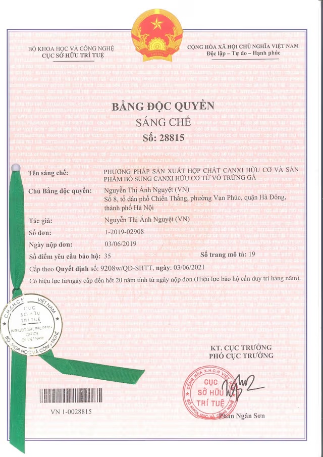 Bằng độc quyền sáng chế số 28815